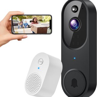 1080p Wireless Smart Doorbell Camera with Doorbell Receiver, HD Live Image, AI Human Detection, 2.4GHz Wi-Fi, Two- Way Audio, Cloud Storage, Battery Powered Camera